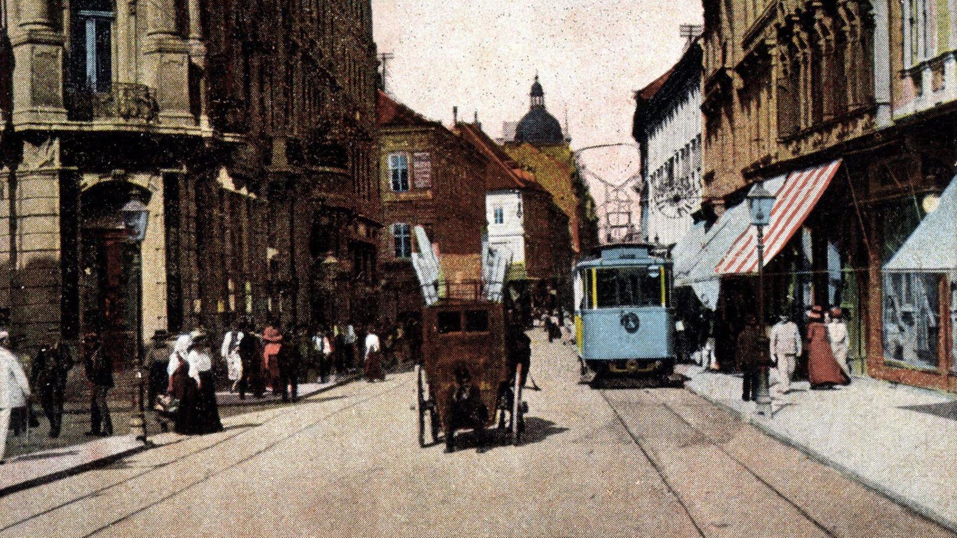 Straßenszene im Zagreb der Dreißiger Jahre Straßenszene im Zagreb der Dreißiger Jahre