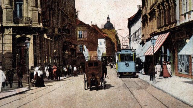 Straßenszene im Zagreb der Dreißiger Jahre