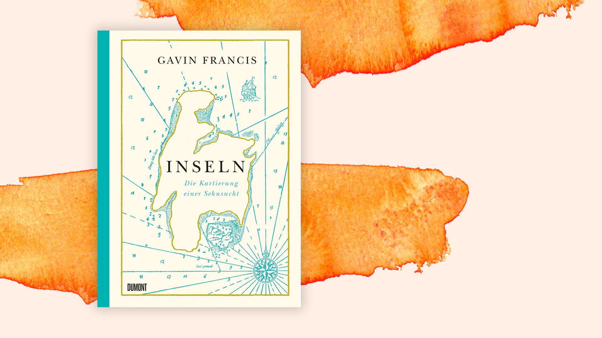 Das Buchcover von "Inseln. Die Kartierung einer Sehnsucht" liegt auf einem orangenem Aquarellhintergrund und zeigt einen Ausschnitt einer antiken Karte in verschiedenen Grüntönen. Das Buchcover von "Inseln. Die Kartierung einer Sehnsucht" liegt auf einem orangenem Aquarellhintergrund und zeigt einen Ausschnitt einer antiken Karte in verschiedenen Grüntönen.