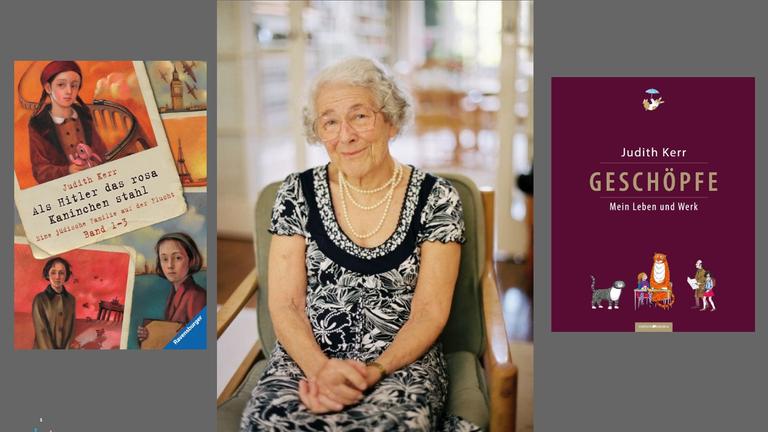 Die verstorbene Schriftstellerin Judith Kerr und 2 ihrer Bücher Die verstorbene Schriftstellerin Judith Kerr und 2 ihrer Bücher