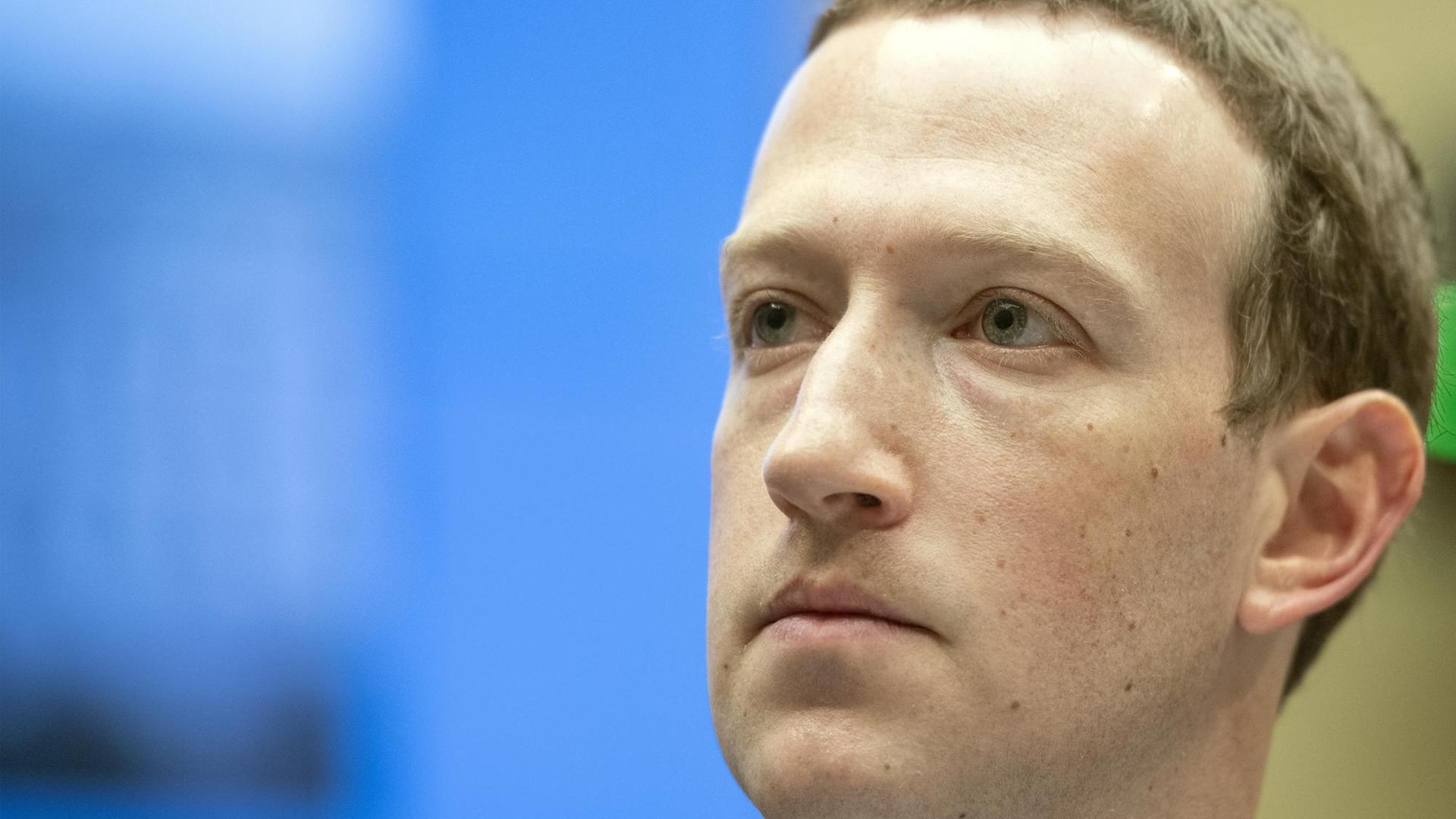 Nahaufnahme von Facebook-Chef Mark Zuckerberg. Nahaufnahme von Facebook-Chef Mark Zuckerberg.