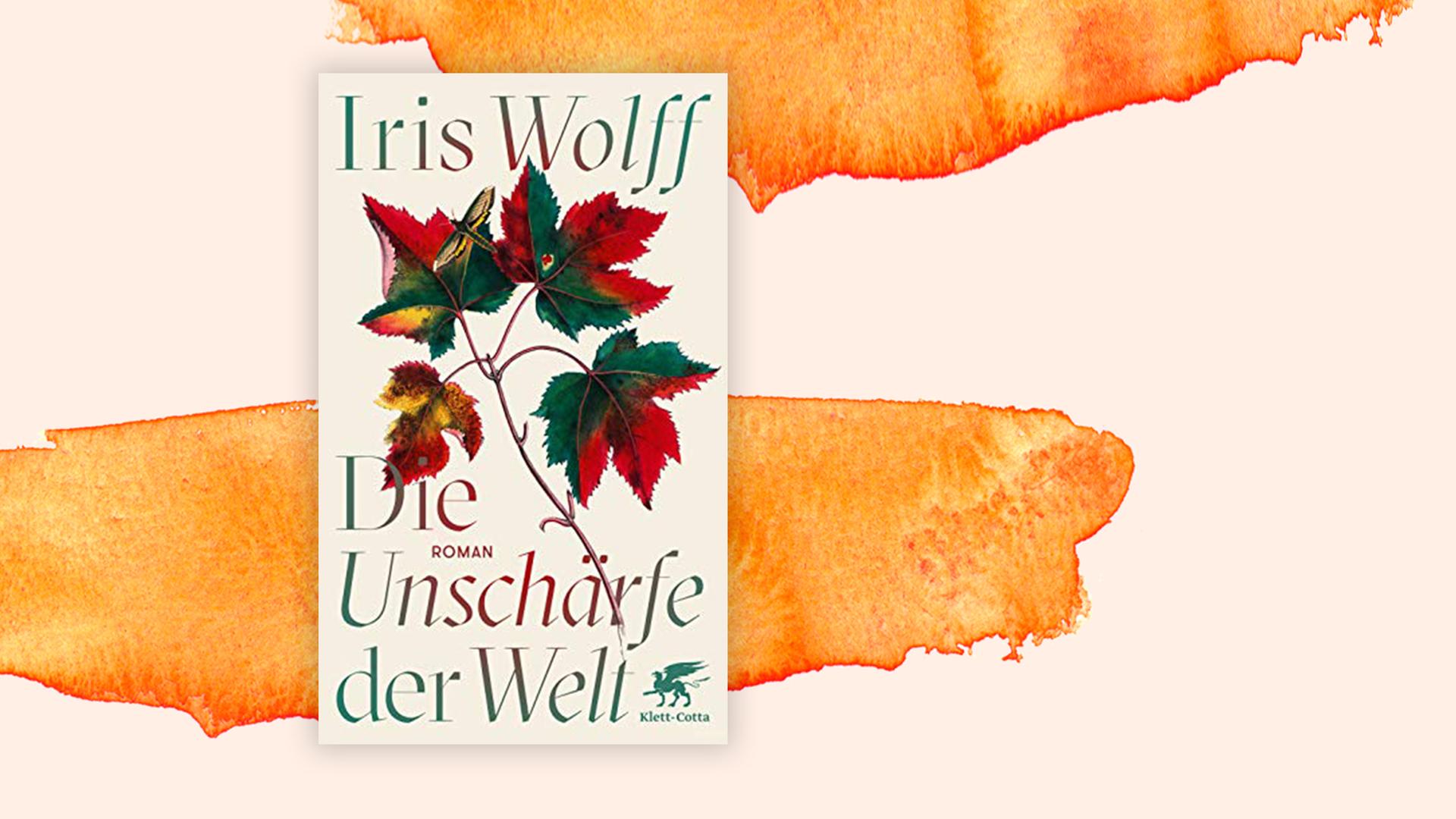 Cover von Iris Wolff "Die Unschärfe der Welt" vor Aquarell-Hintergrund