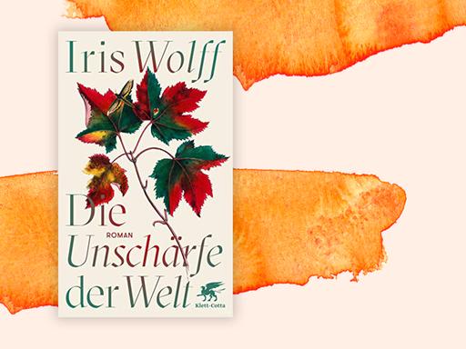 Cover von Iris Wolff "Die Unschärfe der Welt" vor Aquarell-Hintergrund