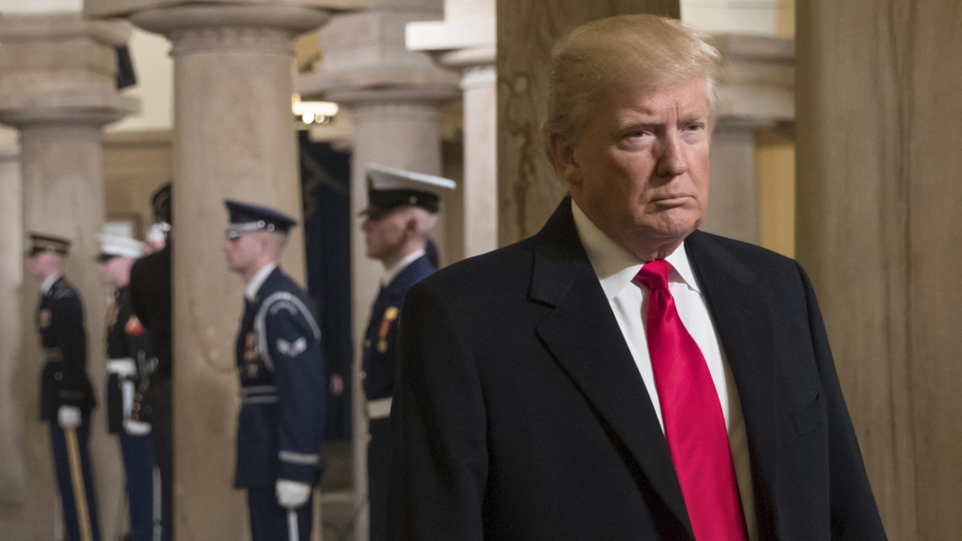US-Präsident Donald Trump am 20. Januar 2017 bei seiner Amtseinführung im Kapitol in Washington.DC, USA US-Präsident Donald Trump am 20. Januar 2017 bei seiner Amtseinführung im Kapitol in Washington.DC, USA