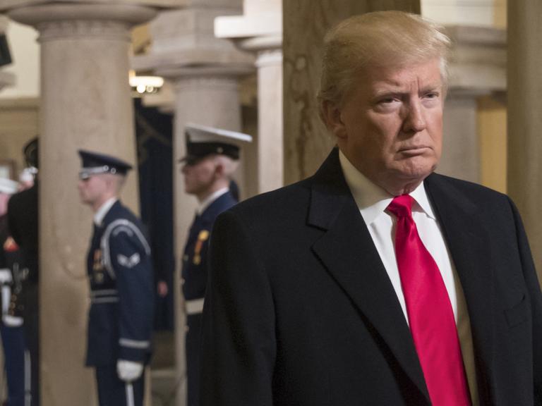US-Präsident Donald Trump am 20. Januar 2017 bei seiner Amtseinführung im Kapitol in Washington.DC, USA