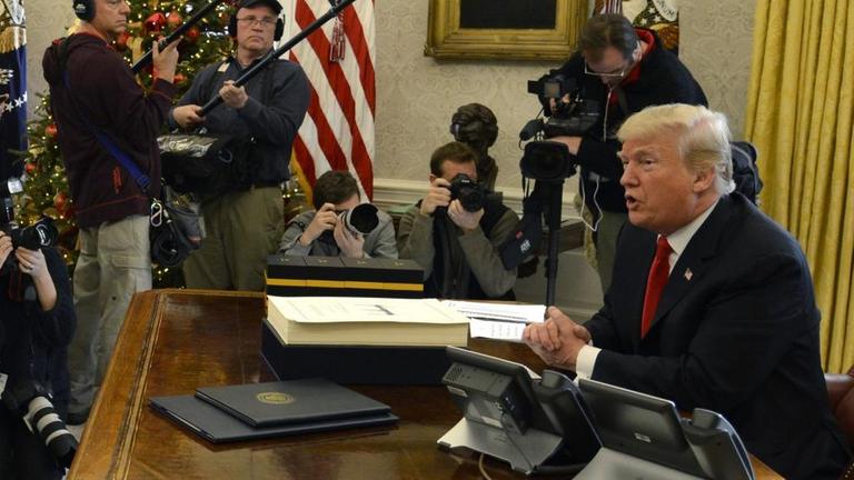 US-Präsident Donald Trump bei einer Pressekonferenz zur Steuerreform am 22.12.2017