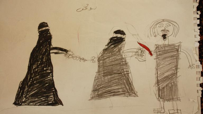 Diese Kinderzeichnungen zeigen, was die jesidischen Kinder auf der Flucht vor dem IS gesehen und erlebt haben.