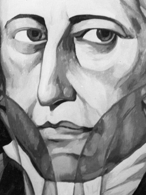 Reproduktion eines Porträts von Hegel aus: "Outstanding Figures of World History" des Künstlers Viktor Prus, 1979.
