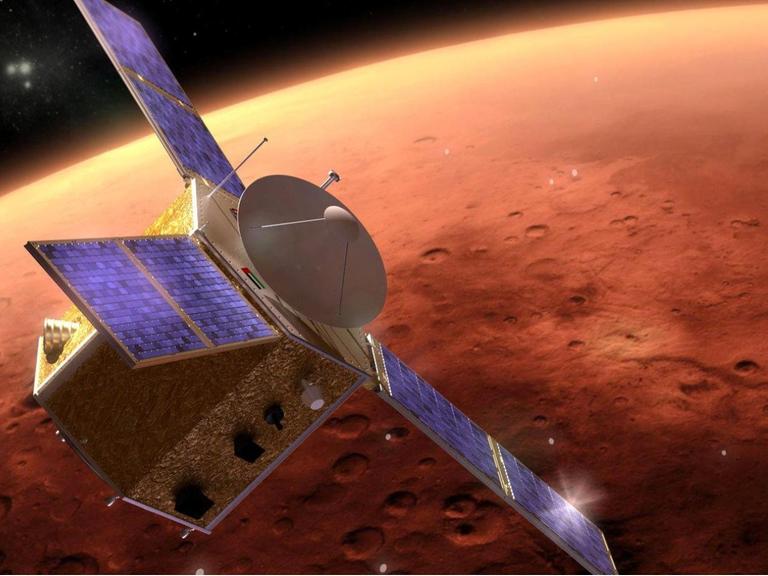 Die Raumsonde "al-Amal" der Vereinigten Arabischen Emirate soll den Mars ein Jahr lang umkreisen und Bilder von der Oberfläche zu unterschiedlichen Tageszeiten aufnehmen.