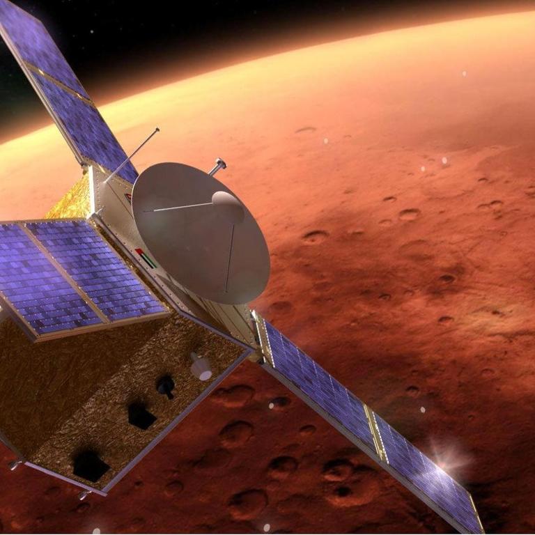 Die Raumsonde "al-Amal" der Vereinigten Arabischen Emirate soll den Mars ein Jahr lang umkreisen und Bilder von der Oberfläche zu unterschiedlichen Tageszeiten aufnehmen.