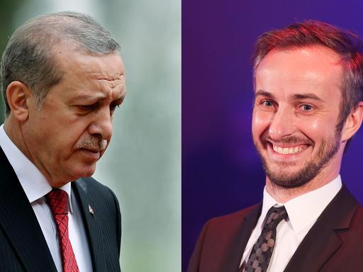 Collage: der türkische Präsident Recep Tayyip Erdogan und Moderator Jan Böhmermann