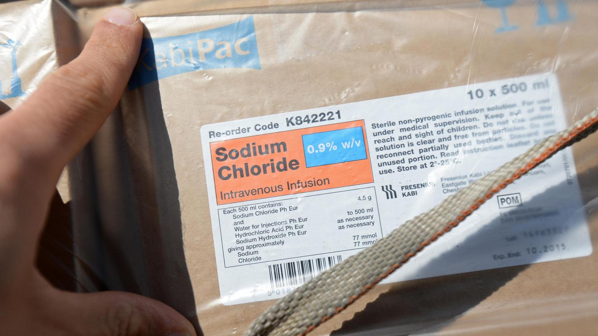 Palette mit Hilfsgütern für die vom Ebolavirus betroffenen Gebiete im westafrikanischen Liberia Palette mit Hilfsgütern für die vom Ebolavirus betroffenen Gebiete im westafrikanischen Liberia