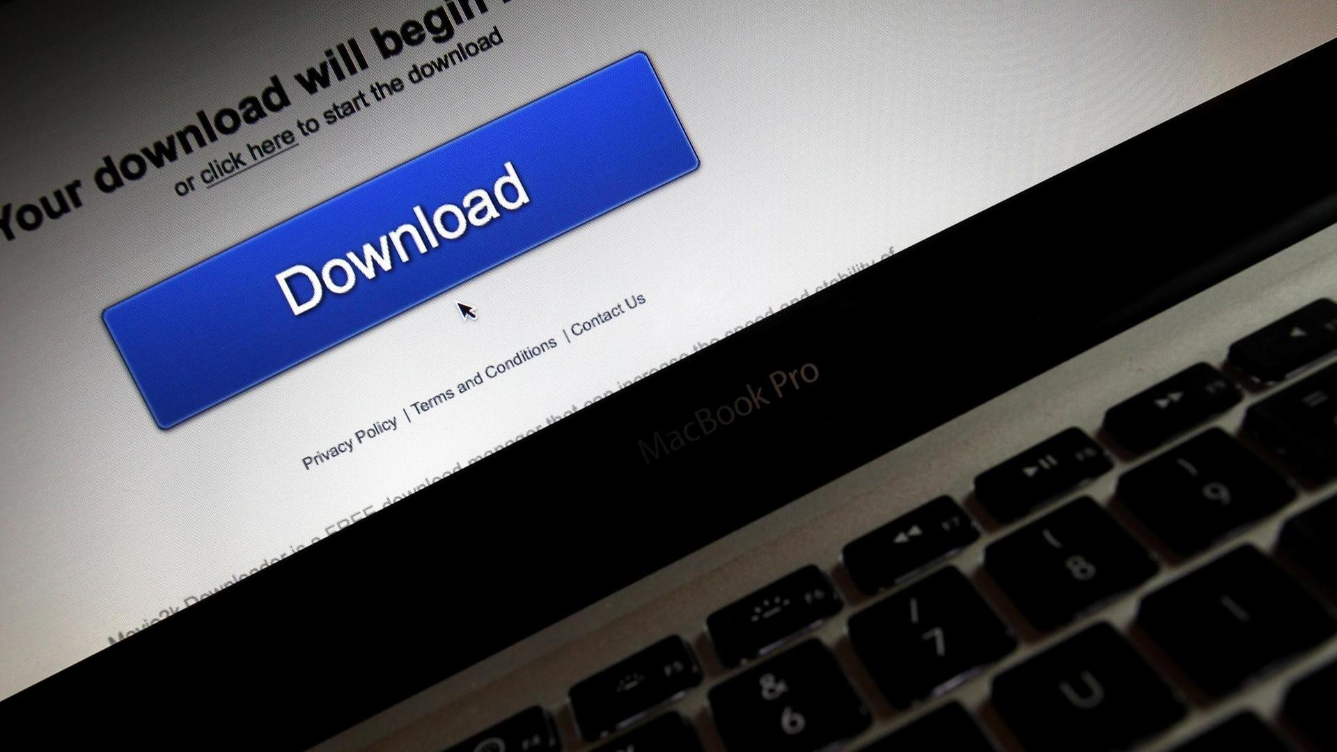 Der Download-Button auf der Internetseite eines Anbieters. Der Download-Button auf der Internetseite eines Anbieters.
