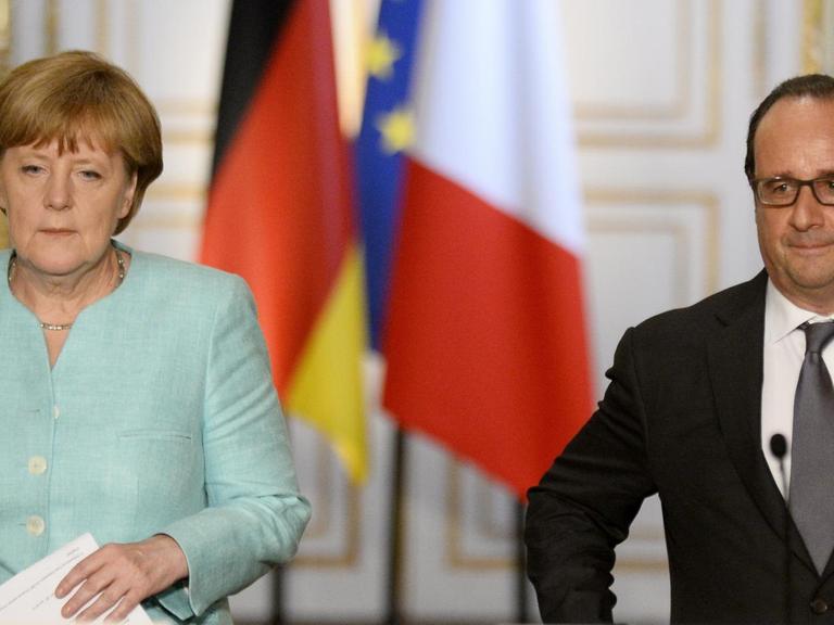 Bundeskanzlerin Angela Merkel und der französische Präsident Francois Hollande.
