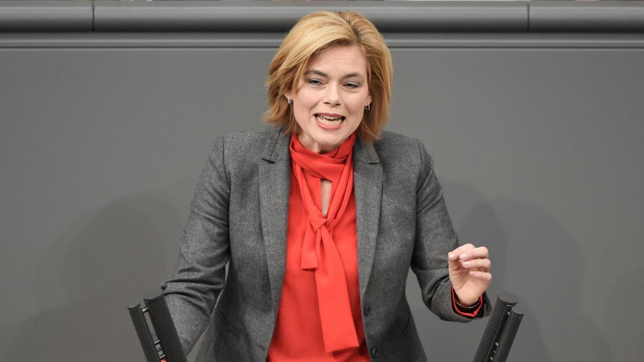 Julia Klöckner (CDU), Bundesministerin für Ernährung und Landwirtschaft, spricht im Deutschen Bundestag zu den Abgeordneten.