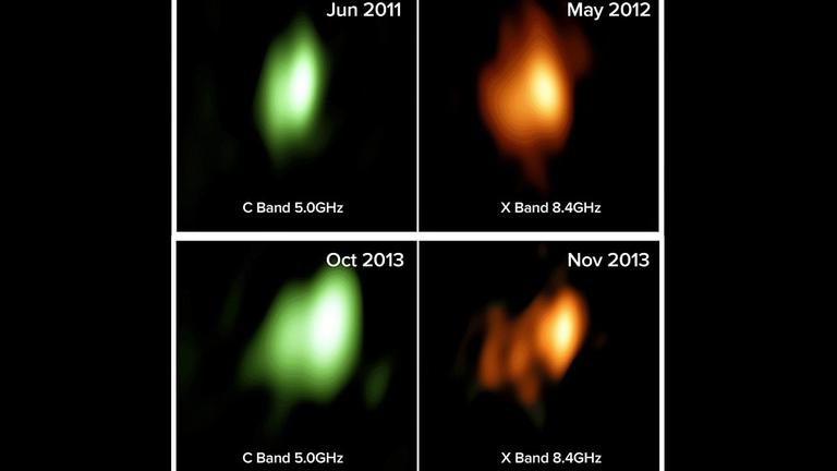 Radioastronomische Beobachtungen zeigen über Jahre hinweg die Entstehung eines Materie-Jets Radioastronomische Beobachtungen zeigen über Jahre hinweg die Entstehung eines Materie-Jets
