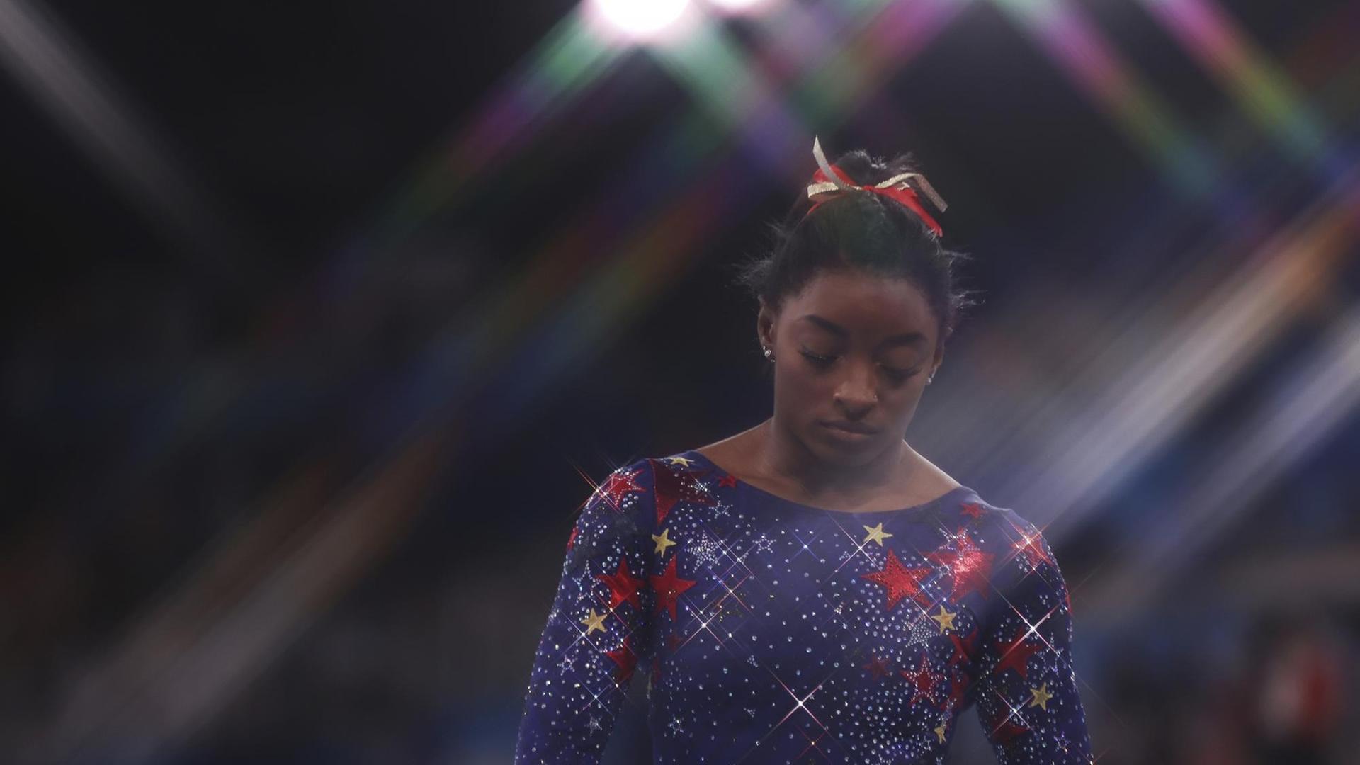 Simone Biles bei der Qualifikation im Ariake Gymnastics Center in Tokyo am 25.7.2021 Simone Biles bei der Qualifikation im Ariake Gymnastics Center in Tokyo am 25.7.2021