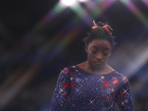 Simone Biles bei der Qualifikation im Ariake Gymnastics Center in Tokyo am 25.7.2021