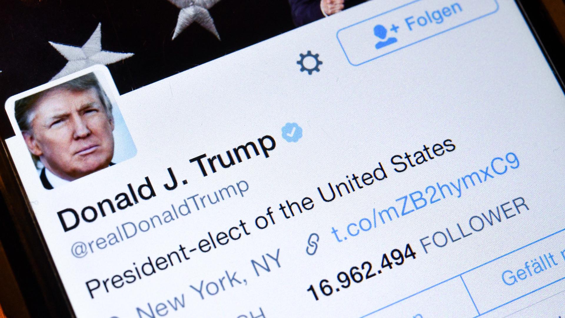 Twitter-Account des US-Präsidenten Donald Trump. Twitter-Account des US-Präsidenten Donald Trump.