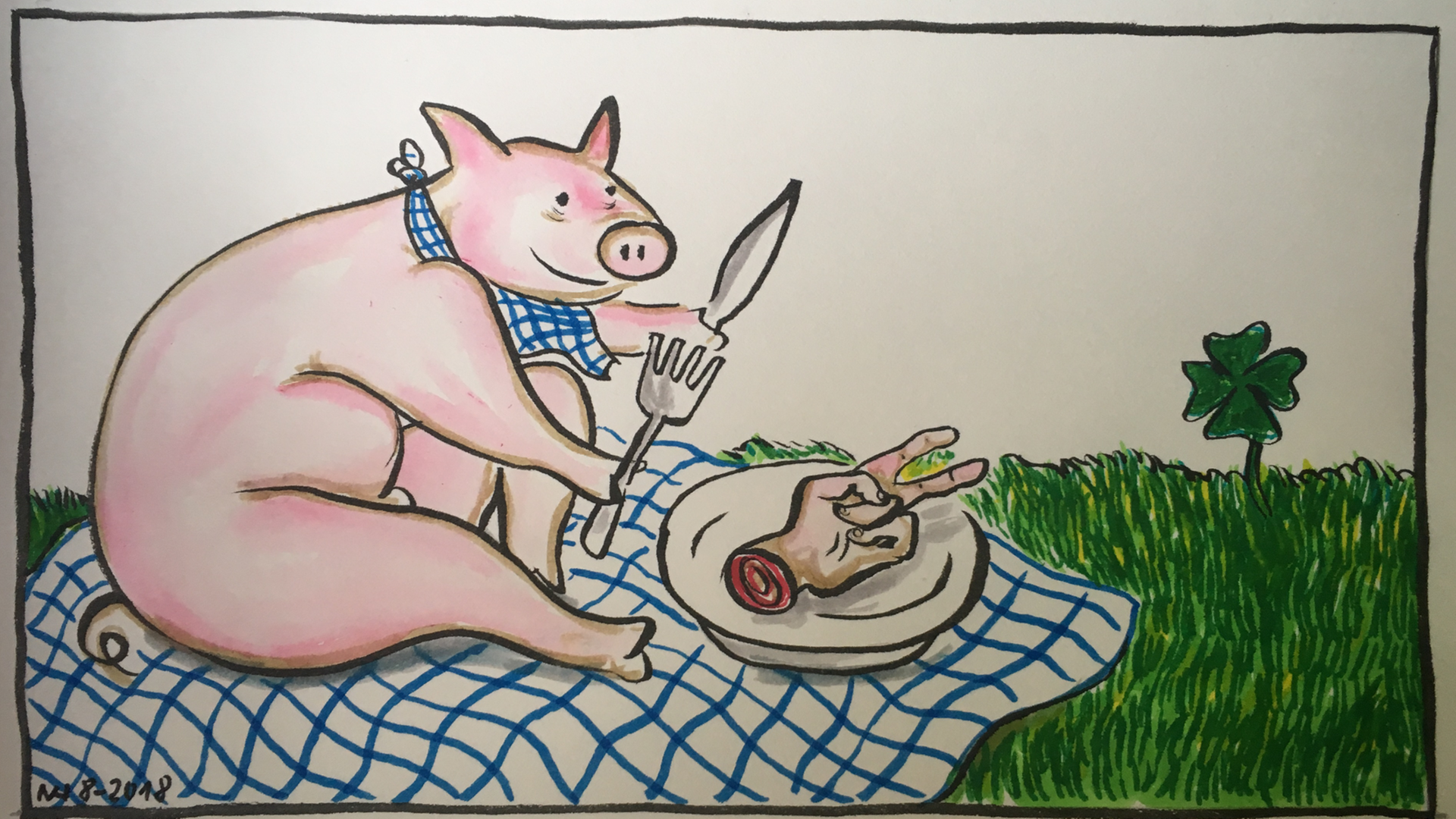 "Das Schwein", Illustration von Nora Haakh "Das Schwein", Illustration von Nora Haakh