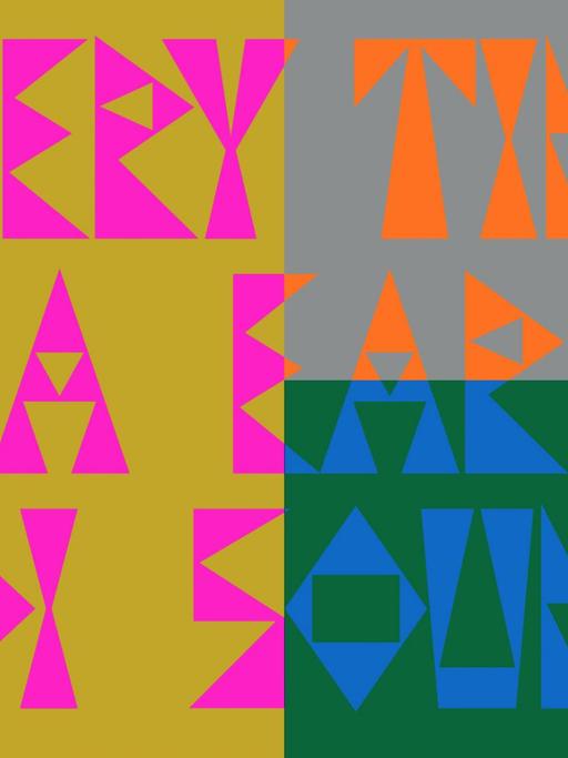 Bunte große Blockbuchstaben auf farbenfrohem Hintergrund: Every Time A Ear di Soun - Radiokunstreihe von documenta 14 und Deutschlandfunk Kultur