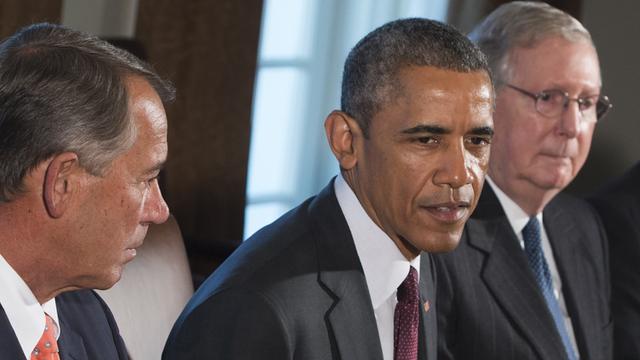 US-Präsident Barack Obama zwischen den Republikanern John Boehner (links) und Mitch McConnell.