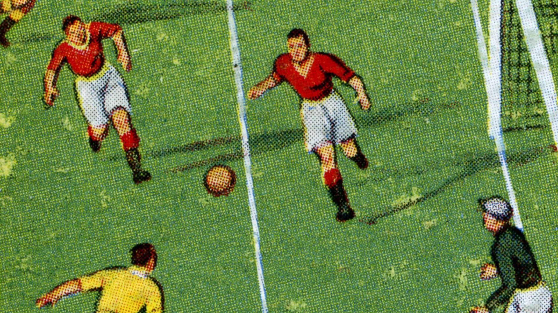 Illustration von einem Fußballspiel.