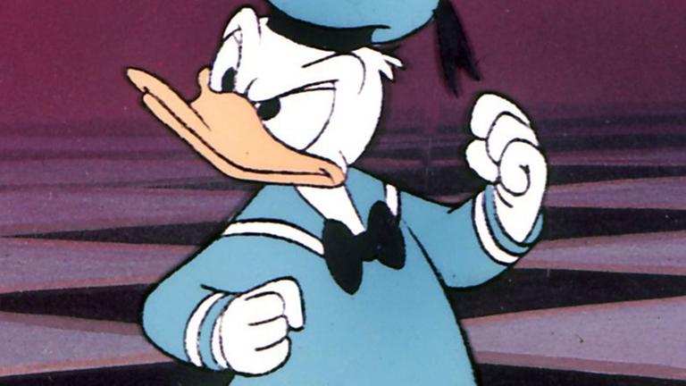 Die Zeichentrickfigur Donald Duck.