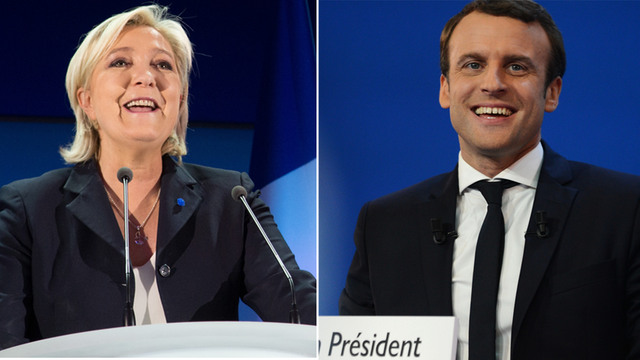 Die französischen Präsidentschaftskandidaten Marine Le Pen und Emmanuel Macron.