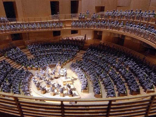 Die undatierte Computergrafik zeigt den Konzertsaal der geplanten Barenboim-Said Akademie in Berlin.