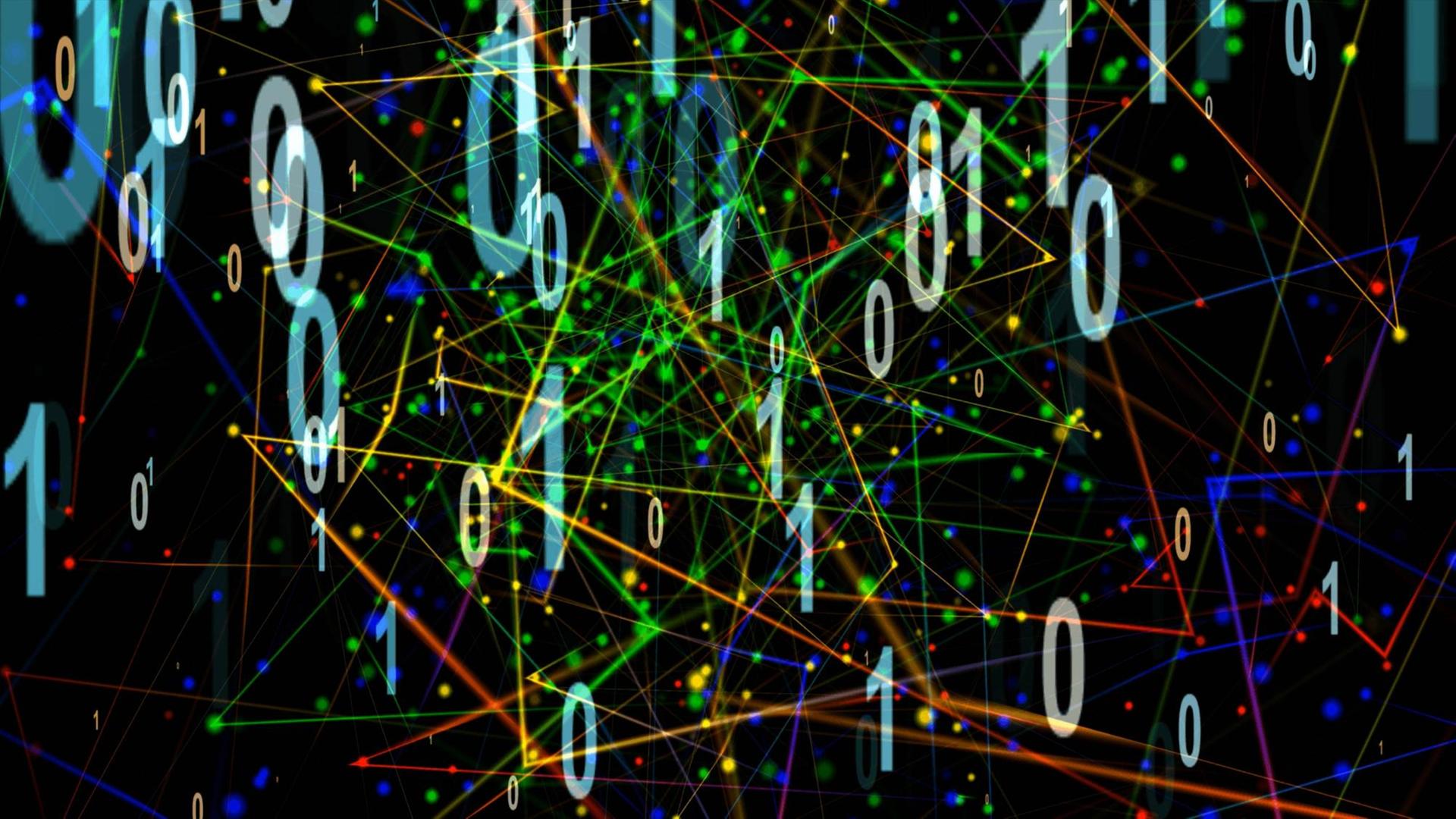 Eine Illustration zeigt Netzwerke zwischen im Nullen und Einsern. Eine Illustration zeigt Netzwerke zwischen im Nullen und Einsern.