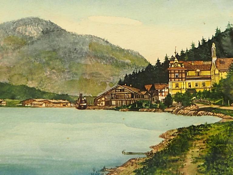 Angebliches Hitler-Aquarell "Ortschaft an Vorgebirgssee“