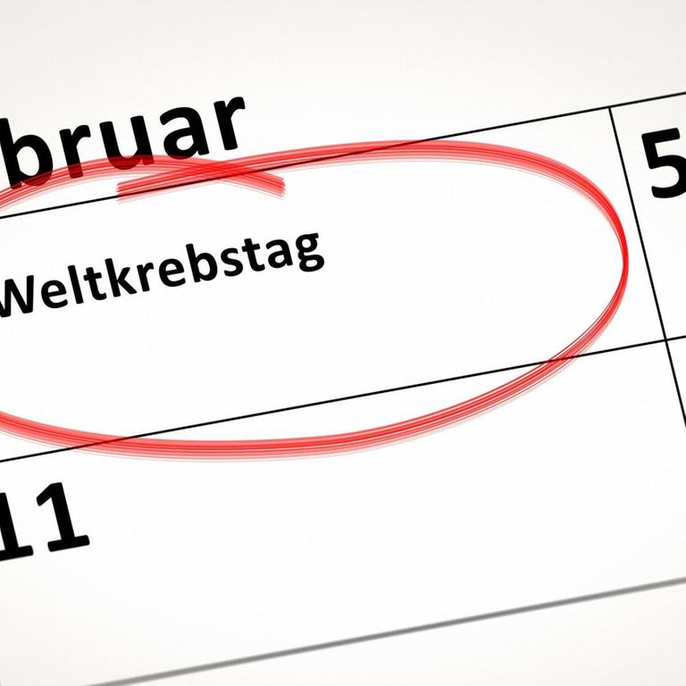 Kalenderblatt, auf dem der Weltkrebstag markiert ist, Deutschland 