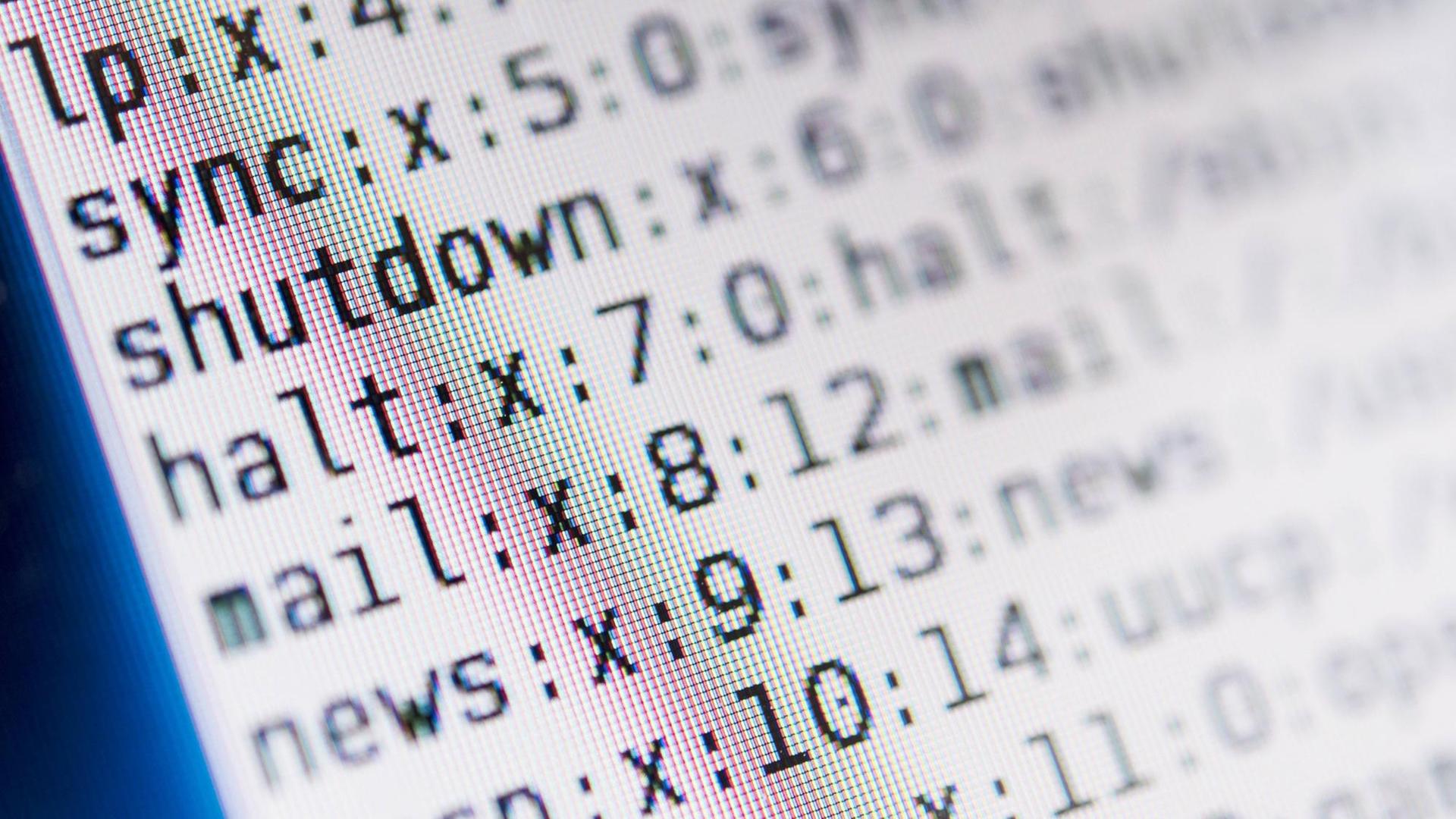 Auf einem Bildschirm sind Ausschnitte aus ein paar Zeilen Computercode zu sehen Auf einem Bildschirm sind Ausschnitte aus ein paar Zeilen Computercode zu sehen