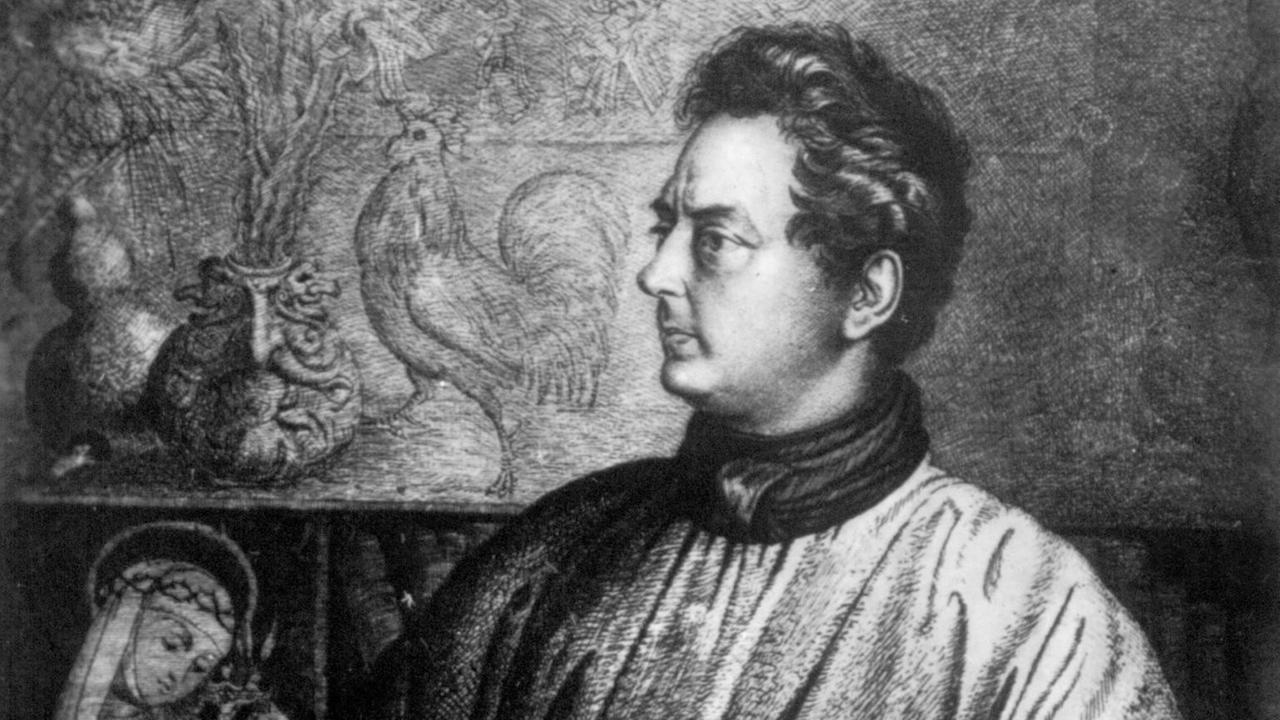 Der Schriftsteller Clemens Brentano mit einem aufgeschlagenen Buch in einem zeitgenössischen Stich. Er wurde am 8. September 1778 in Ehrenbreitstein bei Koblenz geboren und starb am 28. Juli 1842 in Aschaffenburg. Brentano gilt als einer der bedeutendsten Dichter und Erzähler der Hochromantik. Mit Achim von Arnim gab er die Volksliedersammlung "Des Knaben Wunderhorn" heraus sowie zahlreiche Märchen ("Rheinmärchen", "Italienische Märchen"). | Verwendung weltweit Der Schriftsteller Clemens Brentano mit einem aufgeschlagenen Buch in einem zeitgenössischen Stich. Er wurde am 8. September 1778 in Ehrenbreitstein bei Koblenz geboren und starb am 28. Juli 1842 in Aschaffenburg. Brentano gilt als einer der bedeutendsten Dichter und Erzähler der Hochromantik. Mit Achim von Arnim gab er die Volksliedersammlung "Des Knaben Wunderhorn" heraus sowie zahlreiche Märchen ("Rheinmärchen", "Italienische Märchen"). | Verwendung weltweit