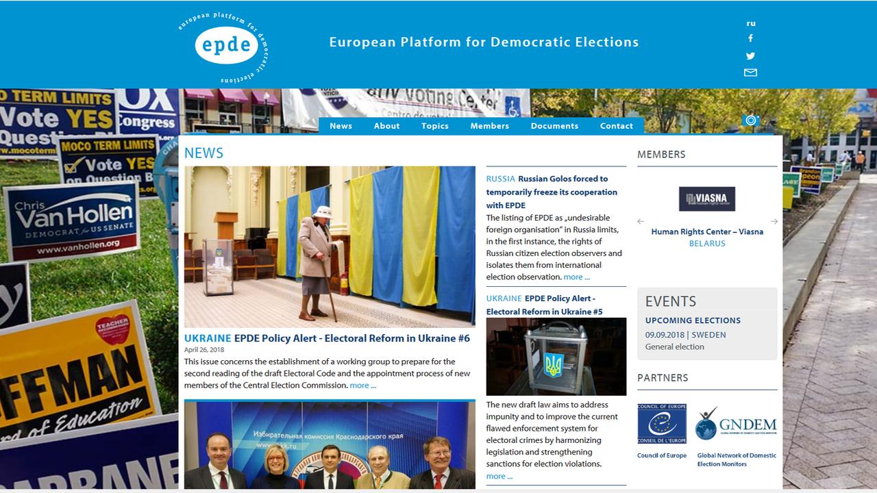 Homepage der Wahlbeobachterplattform EPDE Homepage der Wahlbeobachterplattform EPDE
