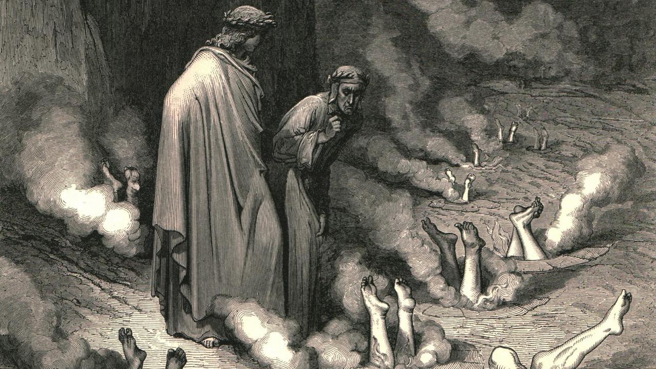 Dante und Virgil am Höllentor, Illustration von Gustave Doré, ca. 1890 Dante und Virgil am Höllentor, Illustration von Gustave Doré, ca. 1890
