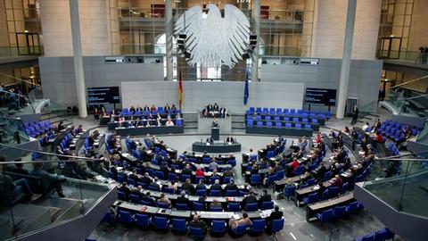Aufnahme vom Plenarsaal des Bundestags.