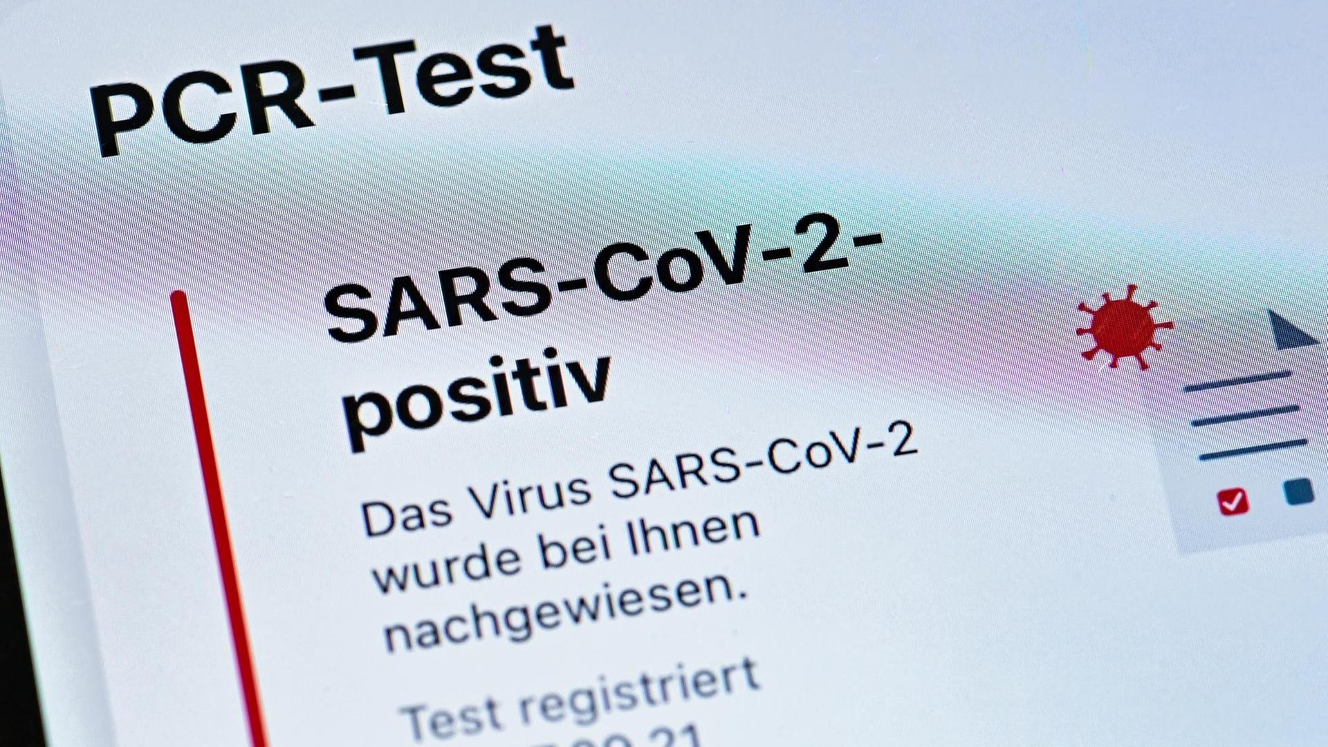 Die Anzeige der Corona-Warn-App zeigt einen positiven PCR-Test Die Anzeige der Corona-Warn-App zeigt einen positiven PCR-Test