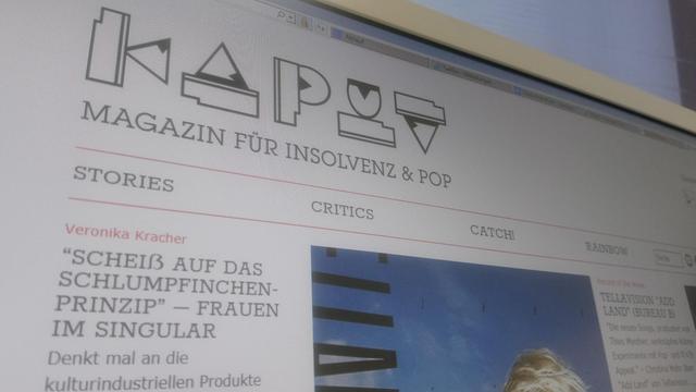 Die Startseite des Online-Magazins "Kaput - für Insolvenz und Pop" auf einem Computerbildschirm.