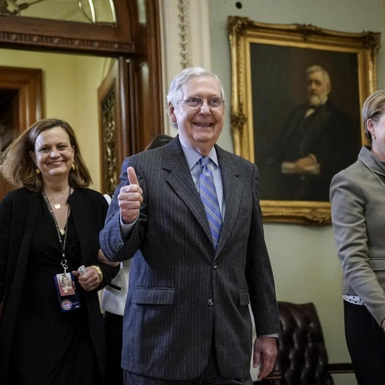 Der Republikaner Mitch McConnell, Mehrheitsführer im Senat, am 31.1.2020 nach der Abstimmung im Senat, keine weiteren Zeugen im Impeachment-Verfahren anzuhören
 