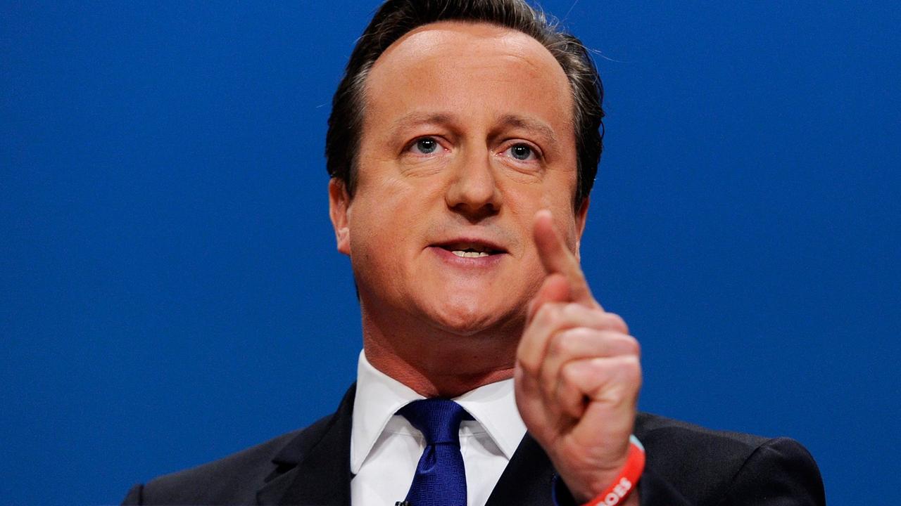 David Cameron, britischer Premier, spricht auf dem Parteitag der konservativen Partei.
