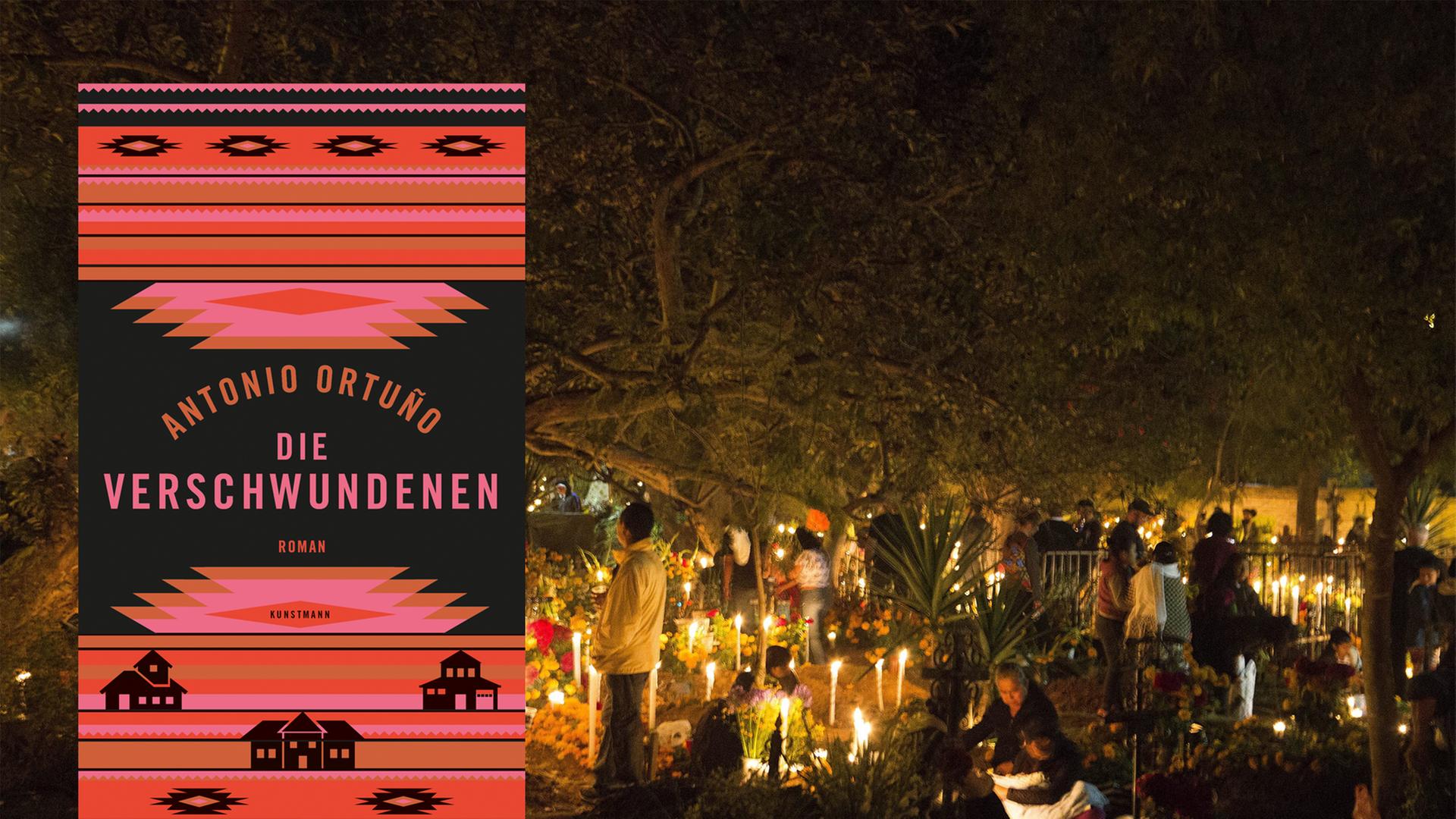 Trauerfeier auf einem Friedhof in Mexiko am Abend, viele Kerzen sind auf den Gräbern aufgestellt. Trauerfeier auf einem Friedhof in Mexiko am Abend, viele Kerzen sind auf den Gräbern aufgestellt.