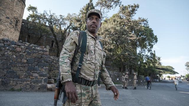 Ein Mitglied der Amhara-Spezialeinheit in Gondar, einer Stadt in der Grenzregion zum Bundesstaat Tigray
