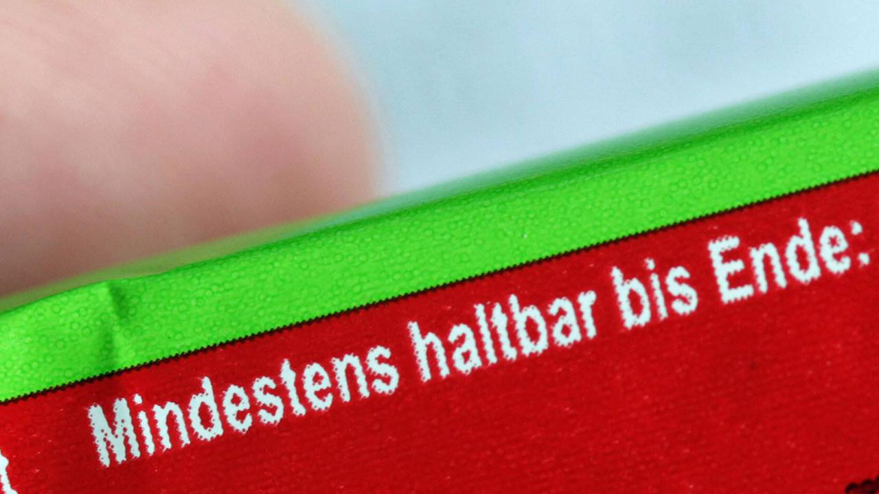Angabe zum Mindesthaltbarkeitsdatum auf einer Verpackung Angabe zum Mindesthaltbarkeitsdatum auf einer Verpackung