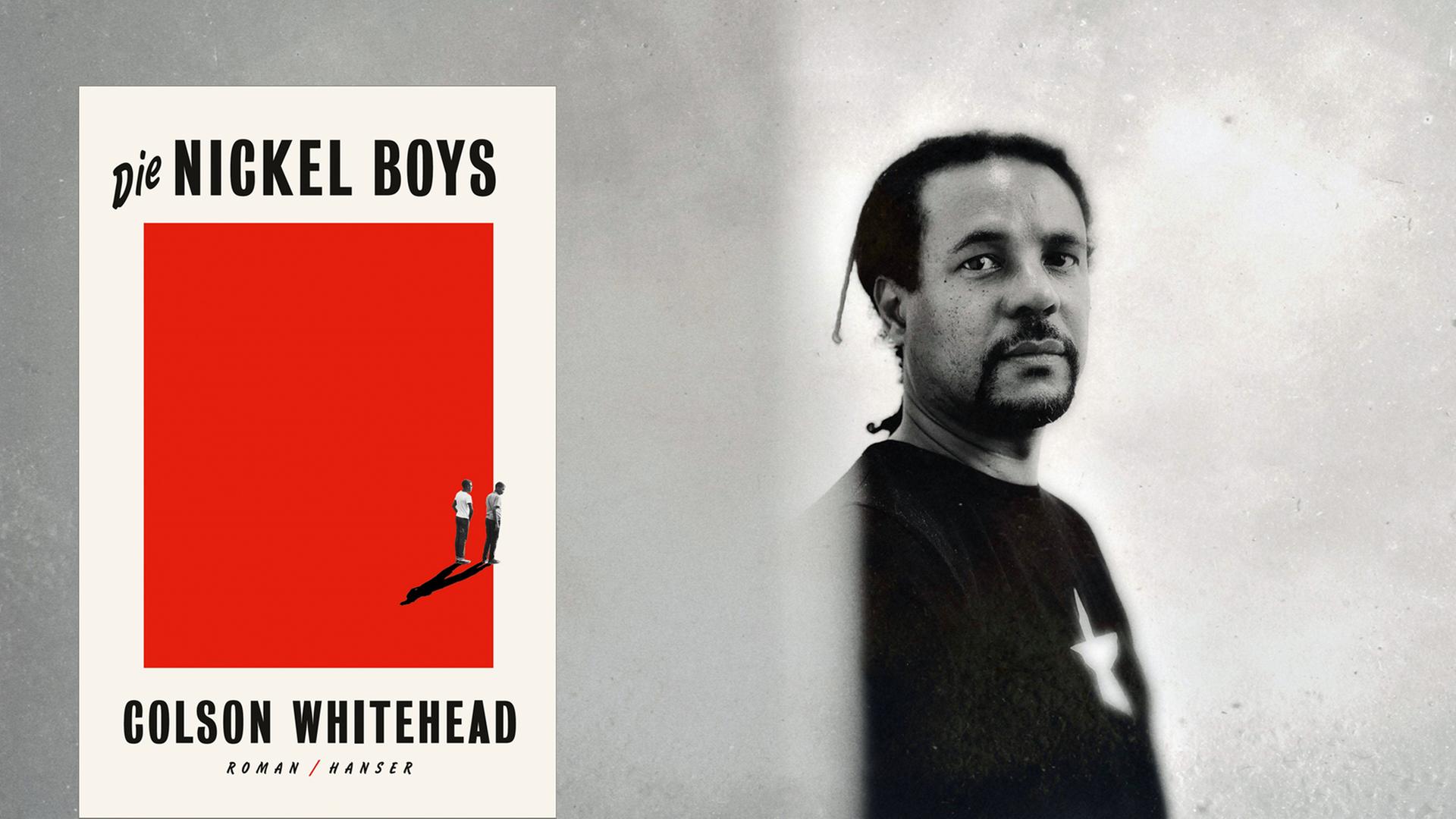 Eine Combo zeigt das Buchcover "Die Nickel Boys" neben einem Porträt von Colson Whitehead.