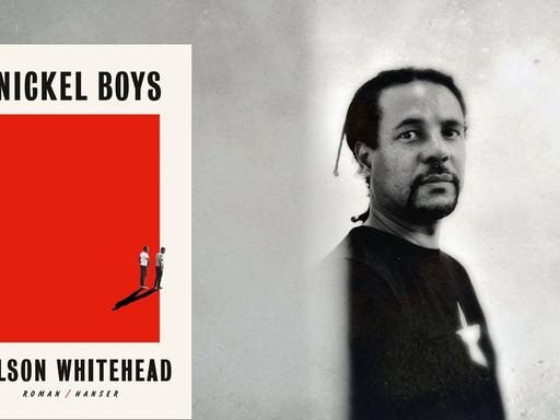 Eine Combo zeigt das Buchcover "Die Nickel Boys" neben einem Porträt von Colson Whitehead.