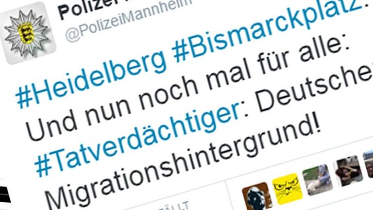 Collage mit Tweets der Polizei Mannheim als Reaktion auf Gerüchte nach der Todesfahrt eines Autofahrers in Heidelberg Collage mit Tweets der Polizei Mannheim als Reaktion auf Gerüchte nach der Todesfahrt eines Autofahrers in Heidelberg