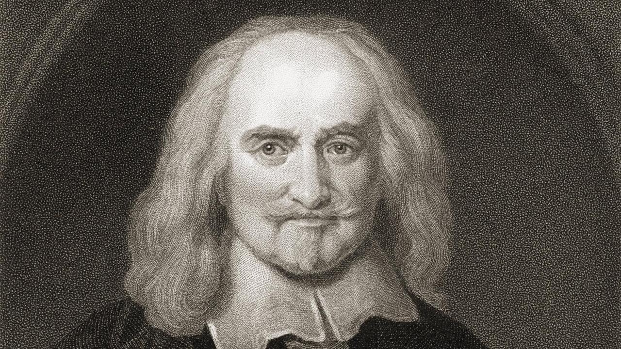 Thomas Hobbes 1588-1679, Englischer Philosoph. Aus der Londoner "Book Gallery of Portraits", London 1833