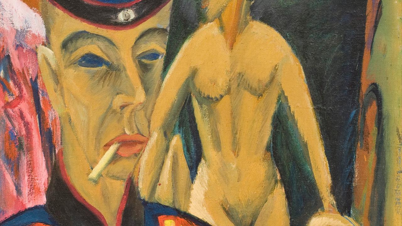 Das undatierte Handout zeigt Ludwig Kirchners "Selbstbildnis als Soldat" in der National Portrait Gallery in London. In der National Portrait Gallery in London ist am Donnerstag eine Ausstellung zum 100-jährigen Gedenken an den Ausbruch des Ersten Weltkriegs eröffnet worden. Porträtaufnahmen, Gemälde, Fotografien und Filme sollen zeigen, wie der Konflikt über nationale und gesellschaftliche Grenzen hinaus von den Beteiligten erlebt wurde. Die Ausstellung "The Great War In Portraits" läuft bis zum 15. Juni. Das undatierte Handout zeigt Ludwig Kirchners "Selbstbildnis als Soldat" in der National Portrait Gallery in London. In der National Portrait Gallery in London ist am Donnerstag eine Ausstellung zum 100-jährigen Gedenken an den Ausbruch des Ersten Weltkriegs eröffnet worden. Porträtaufnahmen, Gemälde, Fotografien und Filme sollen zeigen, wie der Konflikt über nationale und gesellschaftliche Grenzen hinaus von den Beteiligten erlebt wurde. Die Ausstellung "The Great War In Portraits" läuft bis zum 15. Juni.
